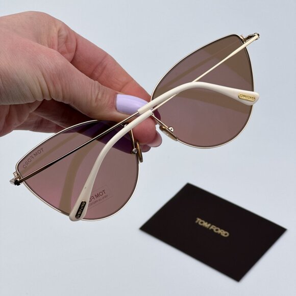Tom Ford Women BRAND NEW Sunglasses ANAIS-02 Gold Brown Mirror Cat Eye FT1005 32 main image 10